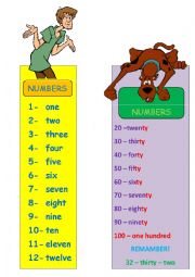 English Worksheet: numbers - bookmarks