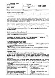 English Worksheet: ordinary english test N2