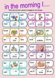 English Worksheet: my very first collocations