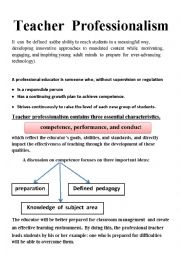 English Worksheet: Teacher  Professionalism