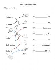 English Worksheet: Possessive case