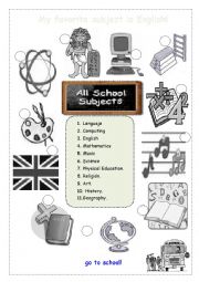 English Worksheet: school subjects