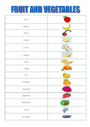 English Worksheet: Fruit and vegetables