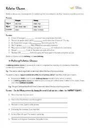 English Worksheet: Defining and Non-defining Relative clauses