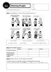 English Worksheet: Lesson 1 - meeting people