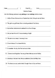 English Worksheet: Relative Clauses - defining or non-defining?