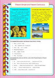 English Worksheet: Presesent simple and Present continuous
