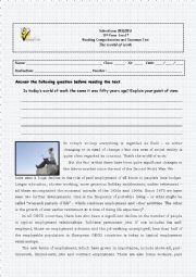 English Worksheet: Reading comprehension test on the topic THE WORLD OF WORK