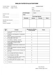 English Worksheet: paper Evaluation form