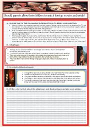 English Worksheet: Should Parents allow their Children to watch Foreign Movies and Serials?