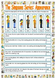 English Worksheet: The Simpsons Series: Appearance . Reading & Matching 1 (+ key)