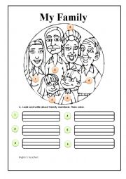 English Worksheet: My family