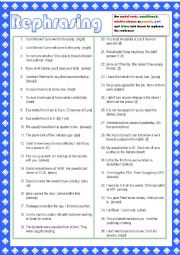 English Worksheet: Rephrasing activities