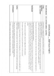 English Worksheet: SOCIALISING. A BIRTHDAY PARTY