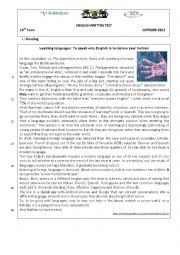English Worksheet: Test about the importance of learning languages 