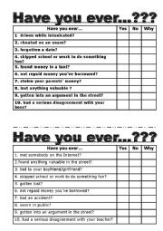 English Worksheet: Have you ever survey