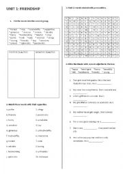 English Worksheet: PERSONALITY-PHYSICAL APPEARANCE REVIEW