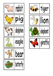 English Worksheet: animal dominoes - 20 pieces - Part II