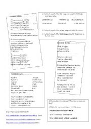 English Worksheet: working with songs