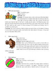 English Worksheet: 30 fun games for the english classroom