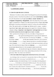 English Worksheet: MID TERM TEST3 2ND FORM