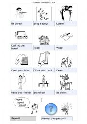 English Worksheet: Classroom commands