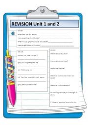 English Worksheet: Revision unit 1 and 2