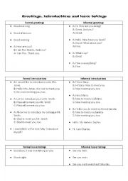 English Worksheet: Greetings, leave takings, introductions, and present simple