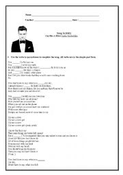 English Worksheet: Cry Me a River by Justin Timberlake