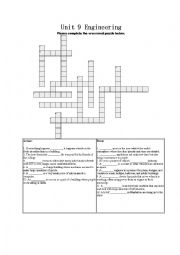 English Worksheet: Language Leader intermediate Unit 9 Engineering crossword puzzle