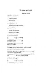 English Worksheet: Message in a Bottle