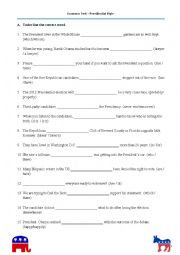 English Worksheet: Grammar Test - Presidential Style