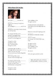 English Worksheet: Alicia Keys. Girl on fire