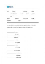 English Worksheet: Animal similes