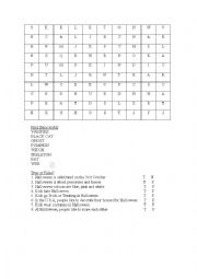 English Worksheet: Halloween wordsearch