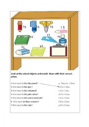 English Worksheet: how much-matching