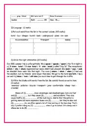 English Worksheet: 8th form mid term test 3 part 2 language