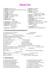 English Worksheet: PHRASAL VERBS