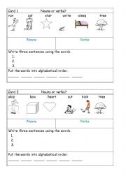 nouns and verbs workcards part one