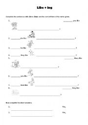 English Worksheet: I like