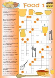 English Worksheet: Food Crossword