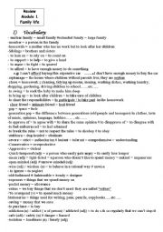 English Worksheet: review Family Life