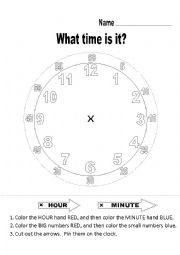 English Worksheet: Printable clock with moveable hands