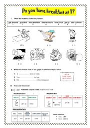 English Worksheet: do you have breakfast at 7?