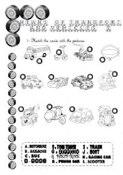 English Worksheet: Means of Transport and Vehicles (2/2) + Keys