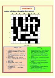 English Worksheet: Geography Crossword