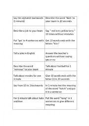 English Worksheet: speaking game