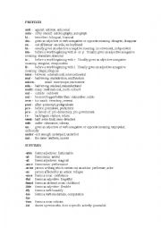 English Worksheet: PREFIXES and SUFFIXES