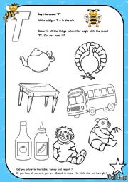 English Worksheet: Alphabet - Letter T - Activity