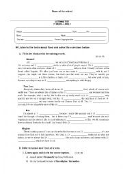 English Worksheet: Listening test on Food